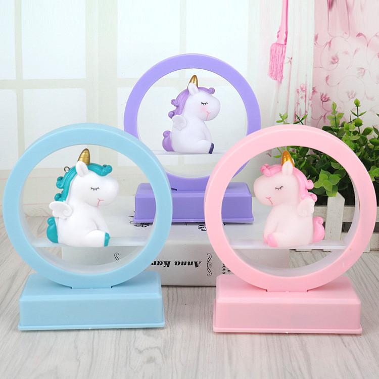 Cartoon Unicorn Cute Led Night Light Music Box Desktop Decor Ornament For Gift