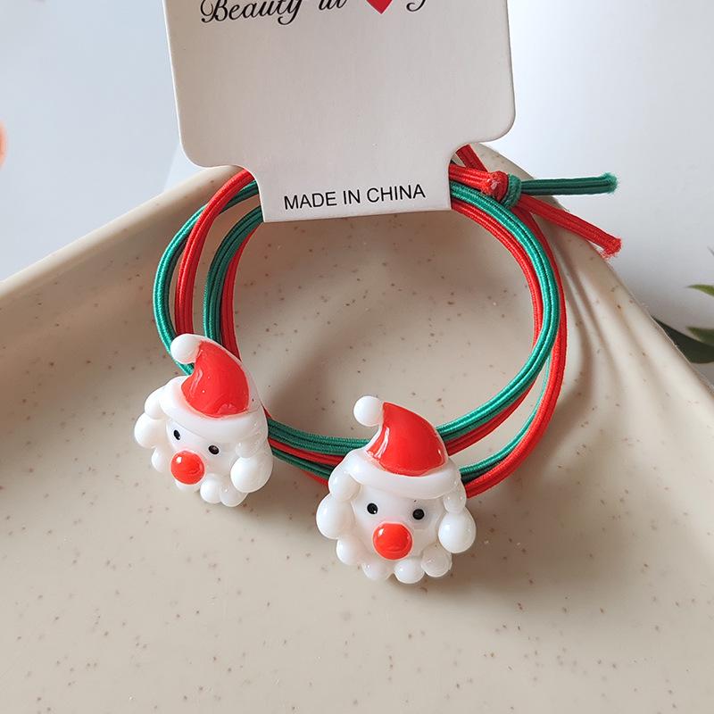 2024 Christmas Santa & Reindeer Hair Ties - High Elasticity (2-Pack)
