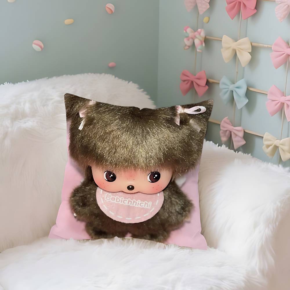 Cute M-Monchhichis-S Throw Pillow Covers Pattern Cushion Cover Suitable For Sofa Bedroom Car Pillow Cover