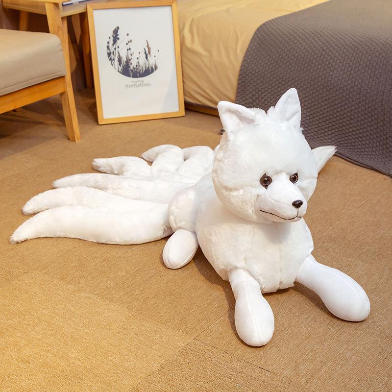 

White Nine-Tailed Fox Plush Doll - Display Figurine & Shooting Prop 56*26cm (0.4kg) білий