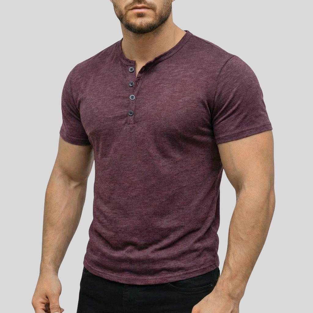 Men's Solid Color Short Sleeve Tops Men's Casual Fashion Short Sleeve Tops