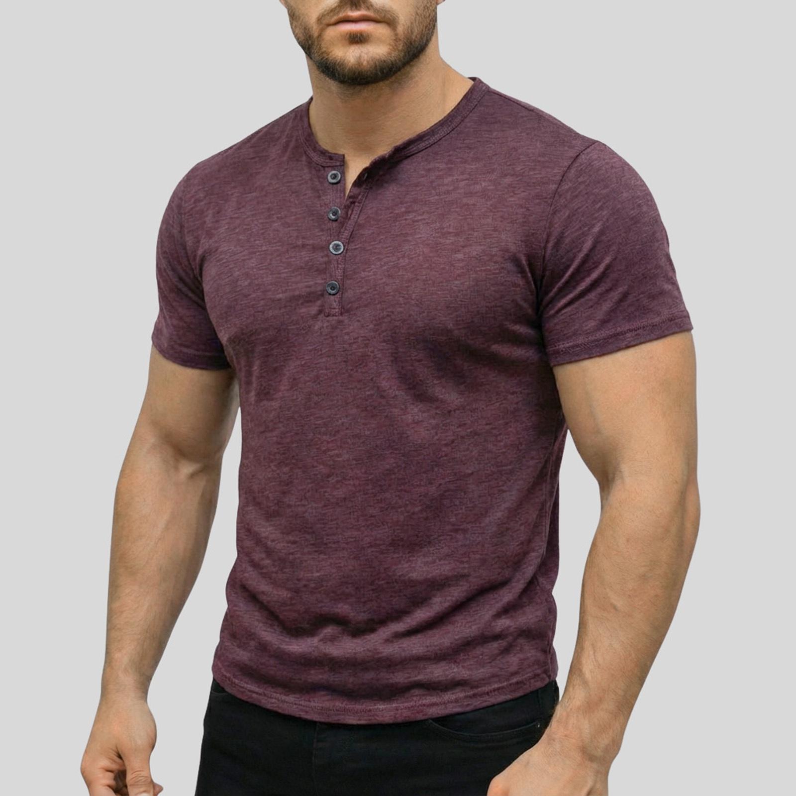 Мужские цветные топы с коротким рукавом Мужские повседневные модные топы с коротким рукавом M фиолетовый 1270₽