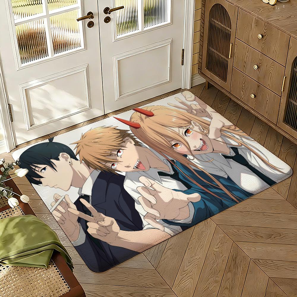 Chainsaw Man Fußmatte Weich Verdickt Saugfähig Rutschfest Schlafzimmer Wohnzimmer Fußabtreter Heimdekoration Flanell Teppiche