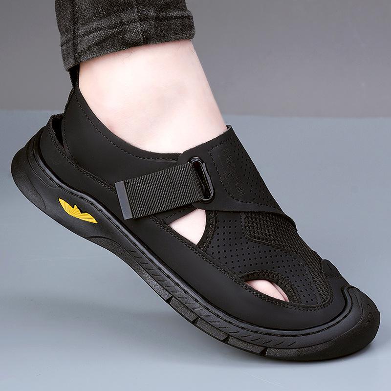 

Handmade mesh hollow breathable sandals men s 2025 summer popular beach shoes men s daily casual hollow men s shoes 38