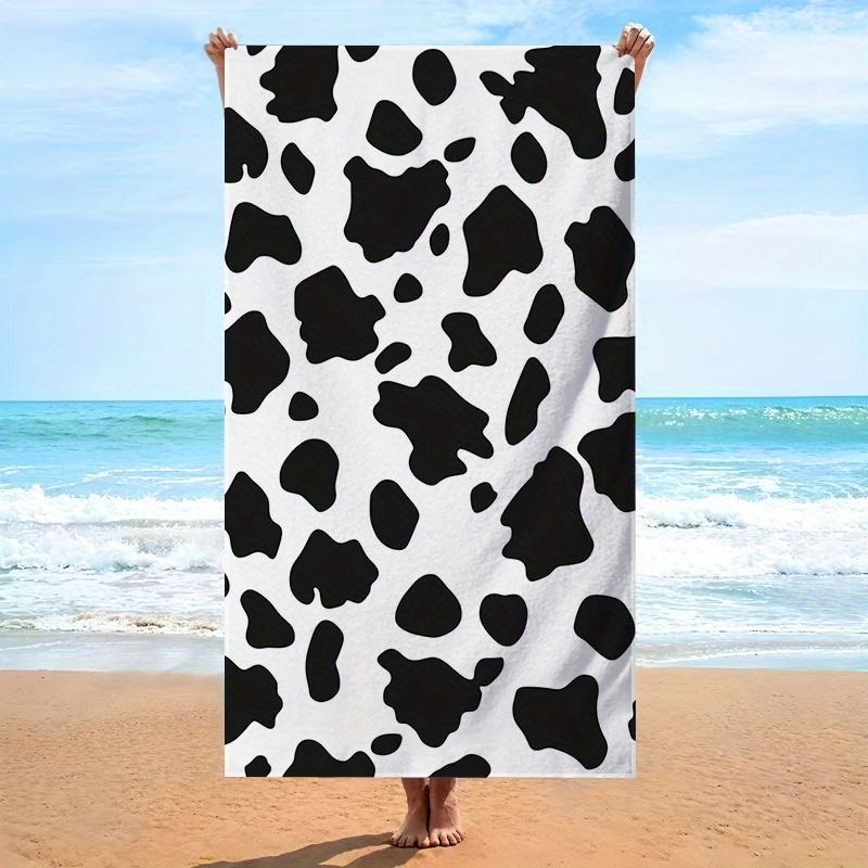 1pz Asciugamano da Spiaggia a Pois di Mucca Morbido Tessuto in Microfibra Unisex Asciugamano Sovradimensionato per Nuoto Viaggio Campeggio Asciugamani da Bagno Elegante Animale
