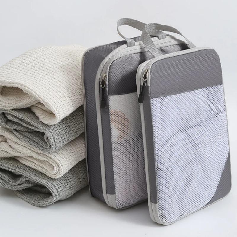 Lightweight Clothing Compression Cubes 3pcs Portable Storage Bags Luggage Organizer Household Outdoor Travel Daily Sorting Tools
