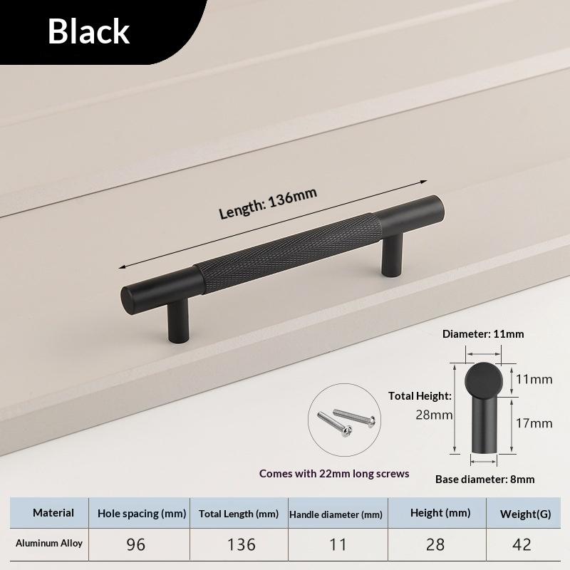 Nordic Wardrobe Handles–Gold Copper & Black Drawer Knobs Extended American-Style Aluminum Alloy Cabinet Pulls Furniture Hardware