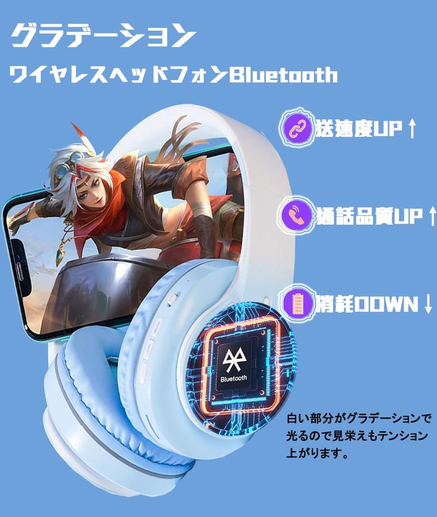 GHDVOP Bluetooth 5.1 Wireless Headphones, Gradient Design, Wired and Wireless Compatible, 40mm HD Driver Unit, Sound-Isolating, Closed-Back Design,