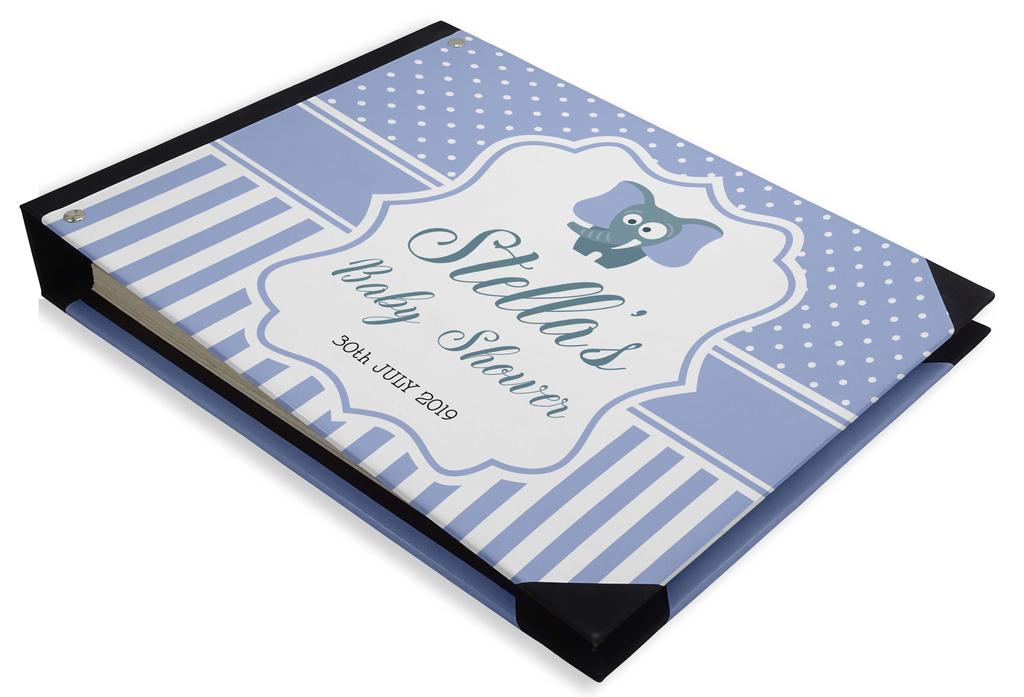 Darling Souvenir Blue Seamless Heart & Baby Objects Personalized Printed Baby Shower  Guest  Book  Scrapbook-7 x 9