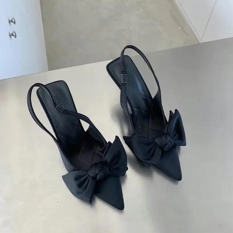 Women's Summer New Style Sandals Fashion Solid Color Bowknot High Heels Sexy Daily Casual Wedding Party Ladies Sandals
