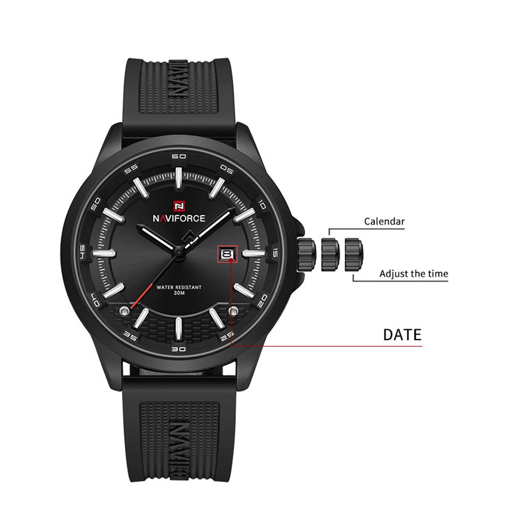 NAVIFORCE Men's Watch Quartz Calendar Luminous Hands Waterproof Silica Strap Round Simple Dial Fashion Casual Watch for Men NF9248T