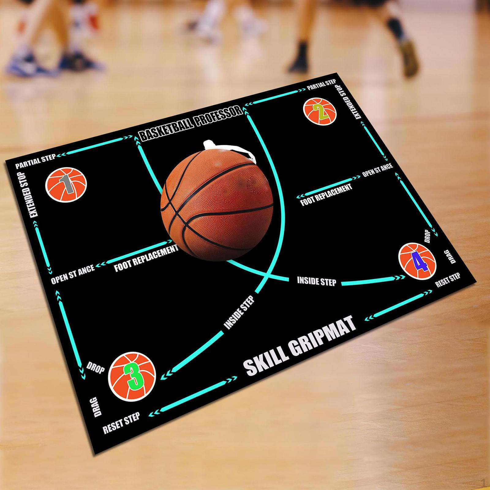 

Баскетбольный коврик для тренировки ног, тренировки ловкости шагов, контроля мяча, бесшумный тренажер для ведения мяча, нескользящий Blue Line with Strap