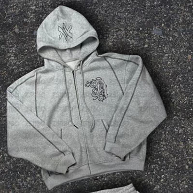 Y2K Amerikanische Straße temu heiß verkaufender Hoodie lässiger Pullover mit Buchstaben bedruckte Strickjacke Jacke trendiger Wachmann
