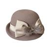 Autumn and winter new hairball satin bow bud hat women's woolen small edge crimping basin hat styling felt hat