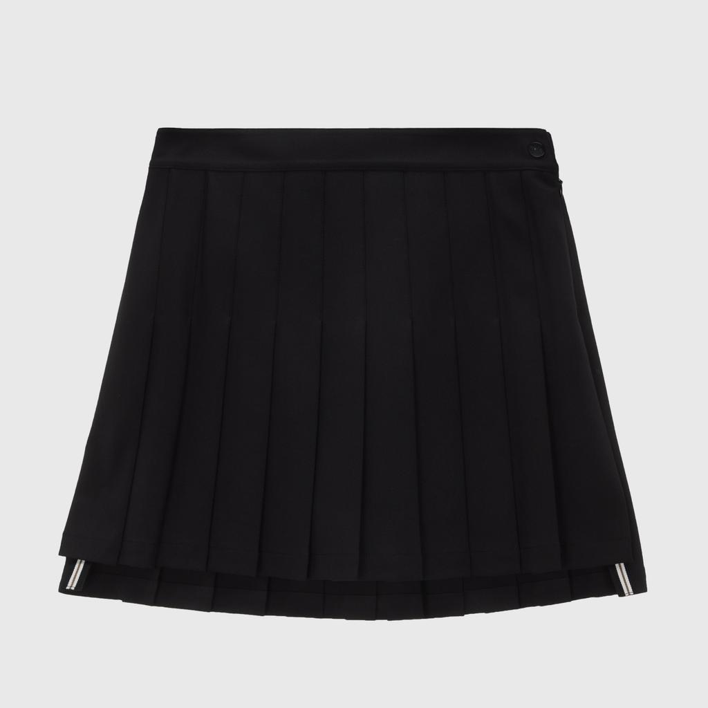 LIKK Slit Point Pleated Skirt (Black)_L4A1-Sk05C