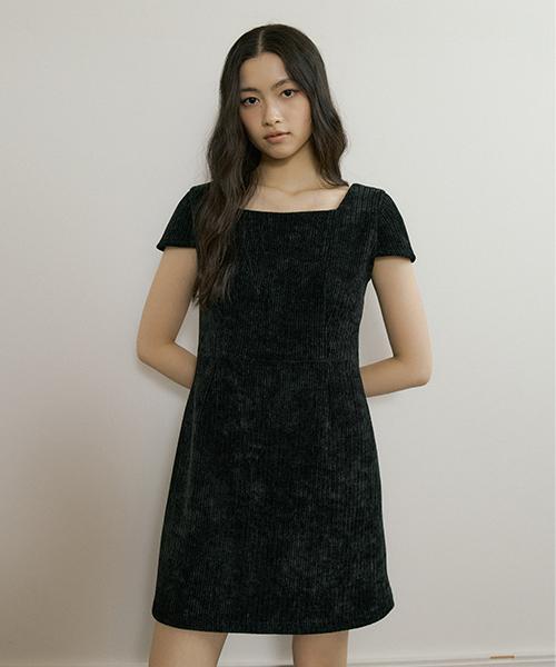 Lingseoul [Select Length] Corduroy Dress-Black (Short)