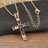 Nidin Hot Sale Square Shape Zircon Jesus Cross Pendant Necklace For Female Male Daily Party Charm Jewelry Wholesale Accessories