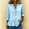 ebay spring and summer European and American new long-sleeved ruffle shirt women's shirt