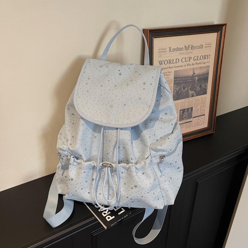 2026 New Fashion Casual Large Capacity Starry Sky Denim Backpacks Solid String High Quality Hot Trendy Backpacks for Women