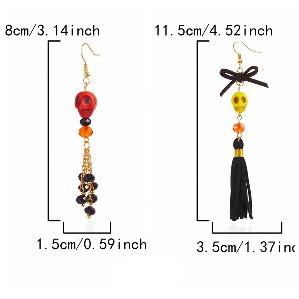 Tassel Halloween Earrings Rice Bead Ear Jewelry Accessories Fashion Skull Drop Earring Hipster