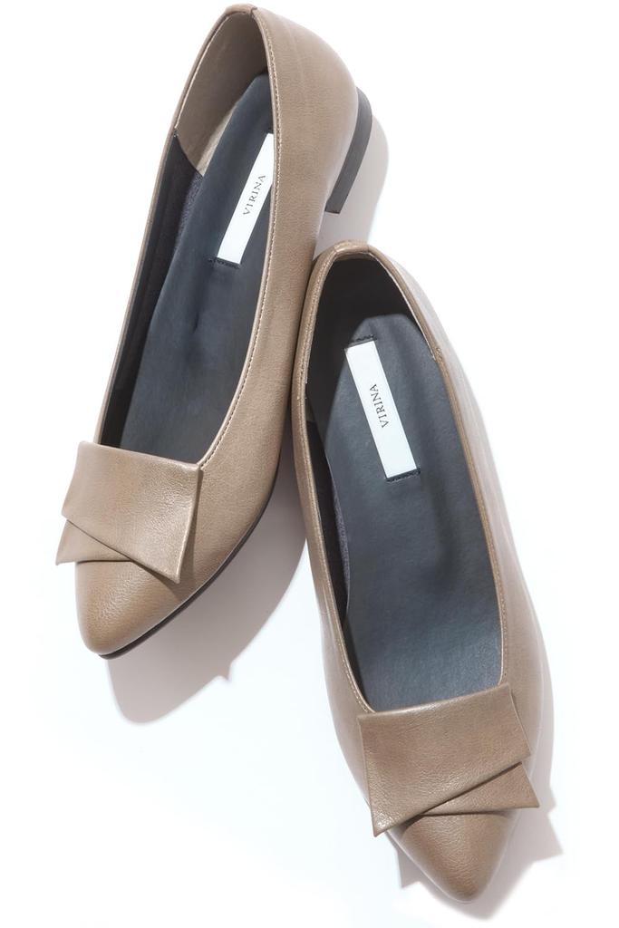 VIRINA Pointed 1cm Size Made In Suitable for All Memory Maternity Women's Flats, Heel, 2E, Beige, 23cm, Japan, Weather, Commuting, Casual, Foam,