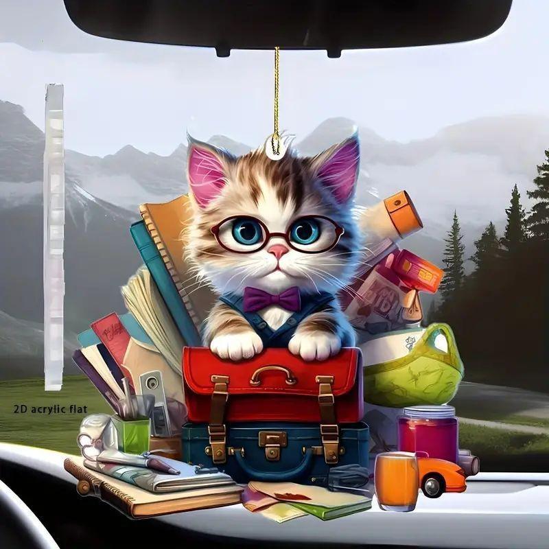 Cute Acrylic Cartoon Cat Hanging Decoration For Car Interior And Home Decoration Ideas