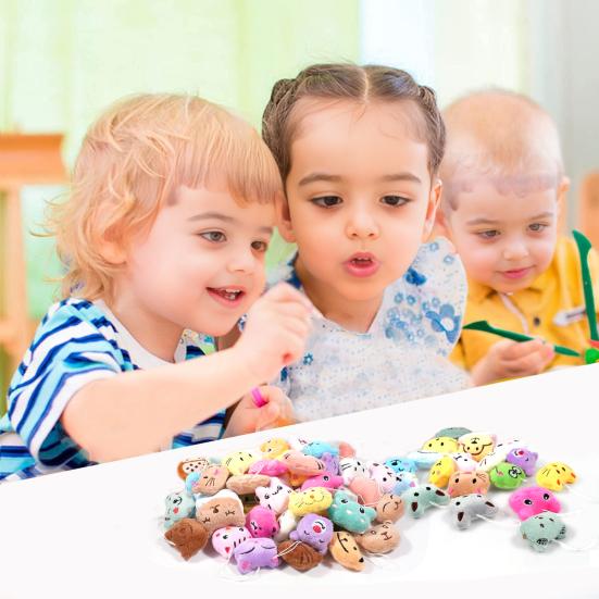 50Pcs Mini Stuffed Animals Keychain Claw Machine Toys Carnival Goodie Bags Easter Birthday Gifts for Kids