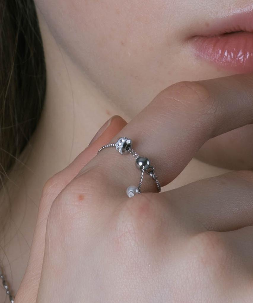 Pearly More Small Crystal Chain Ring_Pm25R001Ss