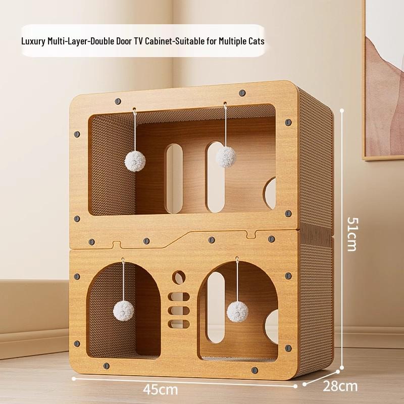 Scratch-Resistant Cat House with Integrated Scratching Board