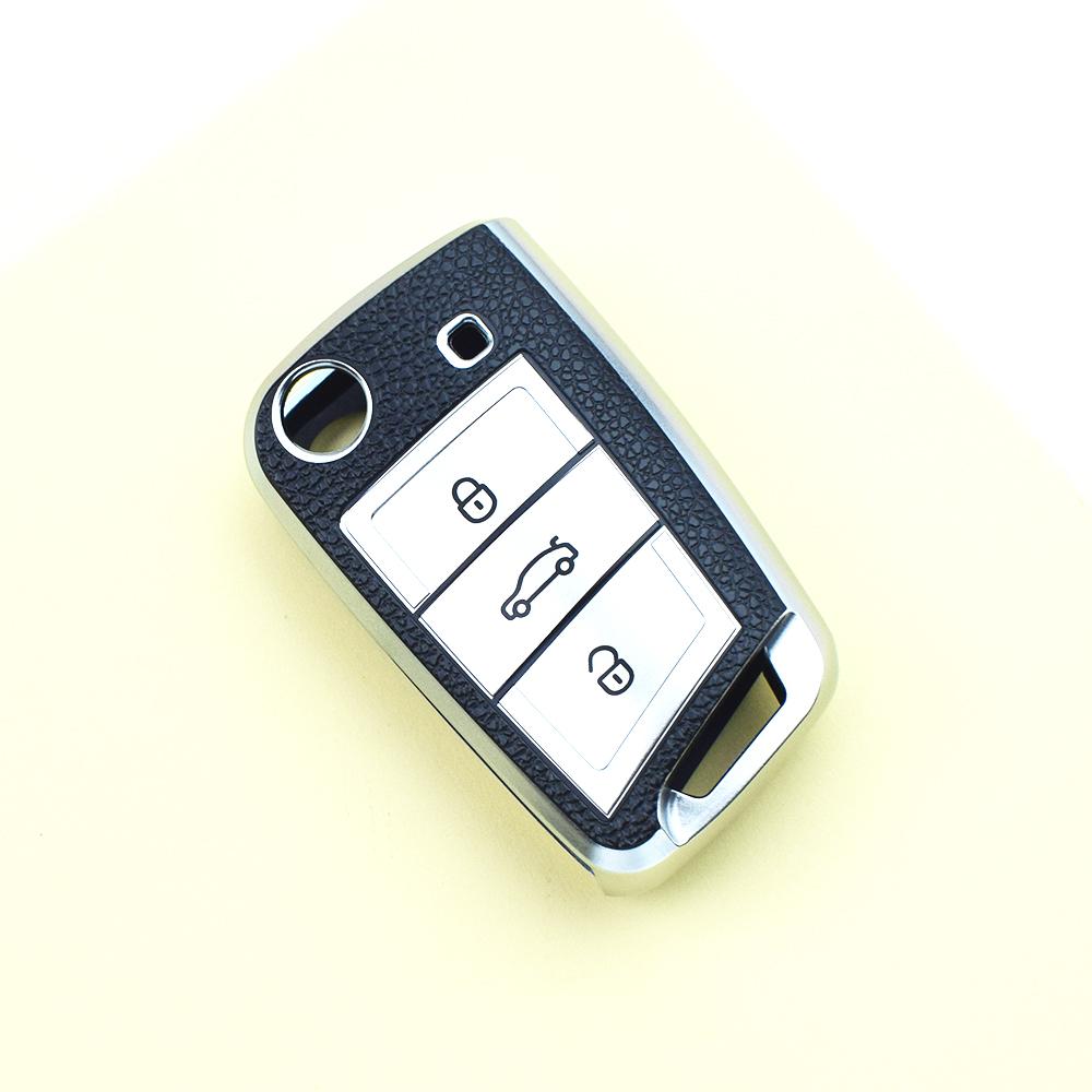 

TPU Leather Car Key Case Cover Shell for Seat Ateca Leon FR Ibiza Skoda Octavia Kodiaq for VW Volkswagen Golf 7 MK7 Tiguan MK2 серебряный