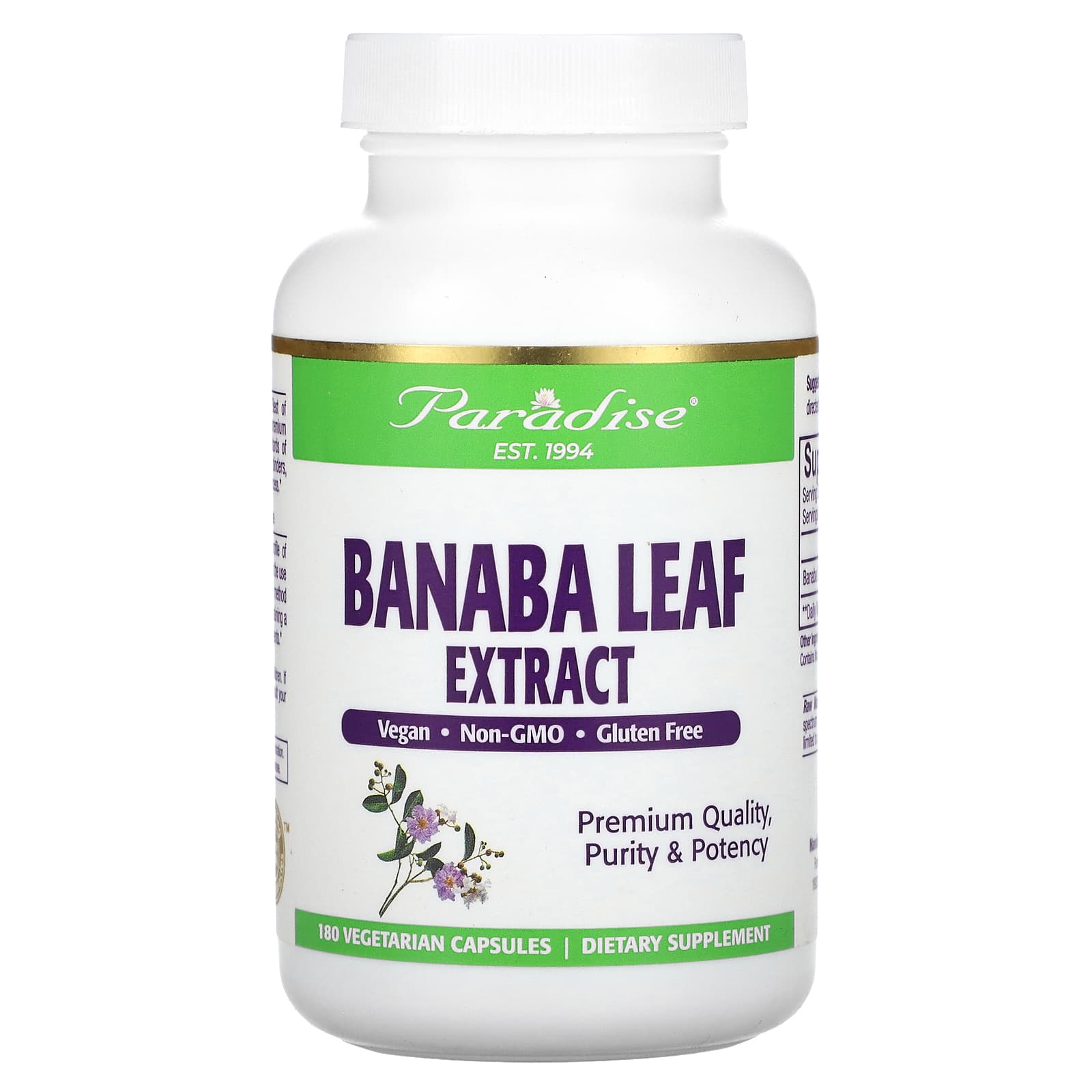

Banana Leaf Extract, Veggie Capsules 180 (250Mg per capsule)