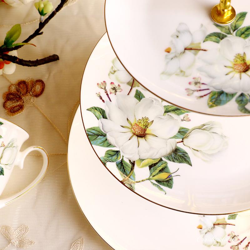 Elegant Camellia 3 Tier Ceramic Cake Stand - Fruit Dessert Cupcake Stand for Tea Party Serving Platter,Snack Candy Bread Tray Plate 38.5cm Height