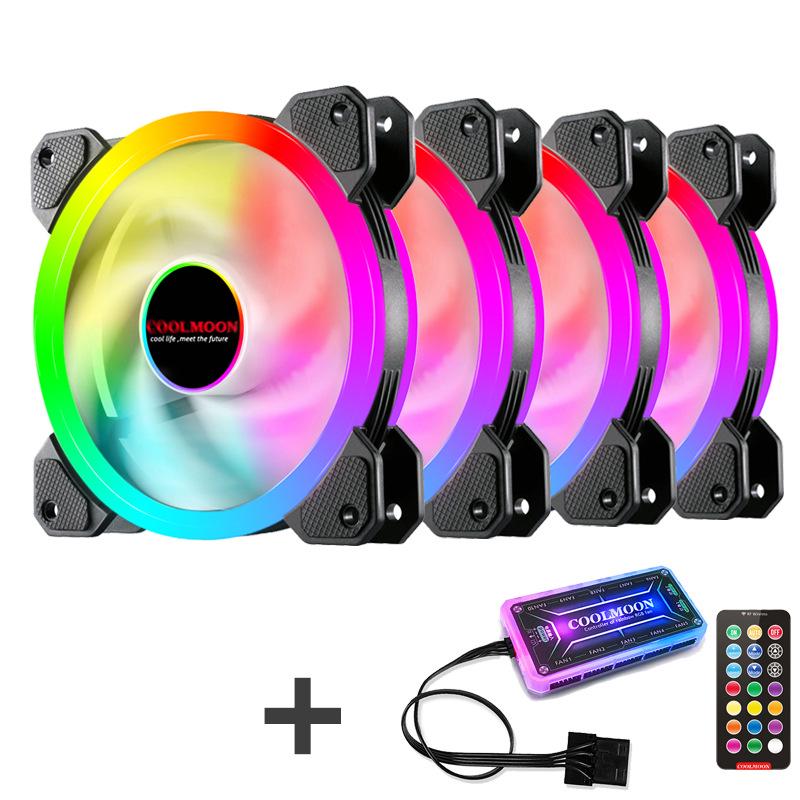 COOLMOON Radiance RGB 12cm Dual Aperture LED Cooling Fan for Desktop Computers