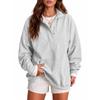 Women's Loose Fit Sweatshirt Button Pullover with Pockets
