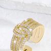 Hip-hop Fashion Ring Female Full Diamond Personality Opening Adjustment Zircon Plain Ring Tail Ring Winding Versatile Ring