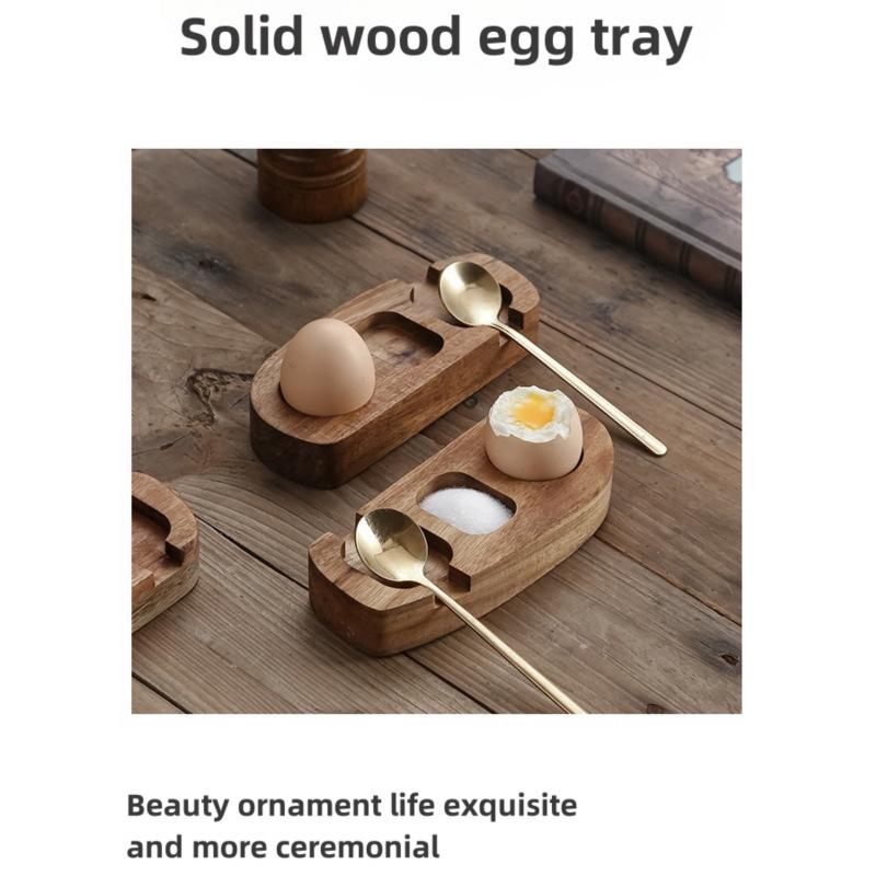 "Acacia Wood Egg Tray: A Multi - Functional Egg Cup Holder, Eggshell Cup, Egg Steamer and Egg Piercer In One."