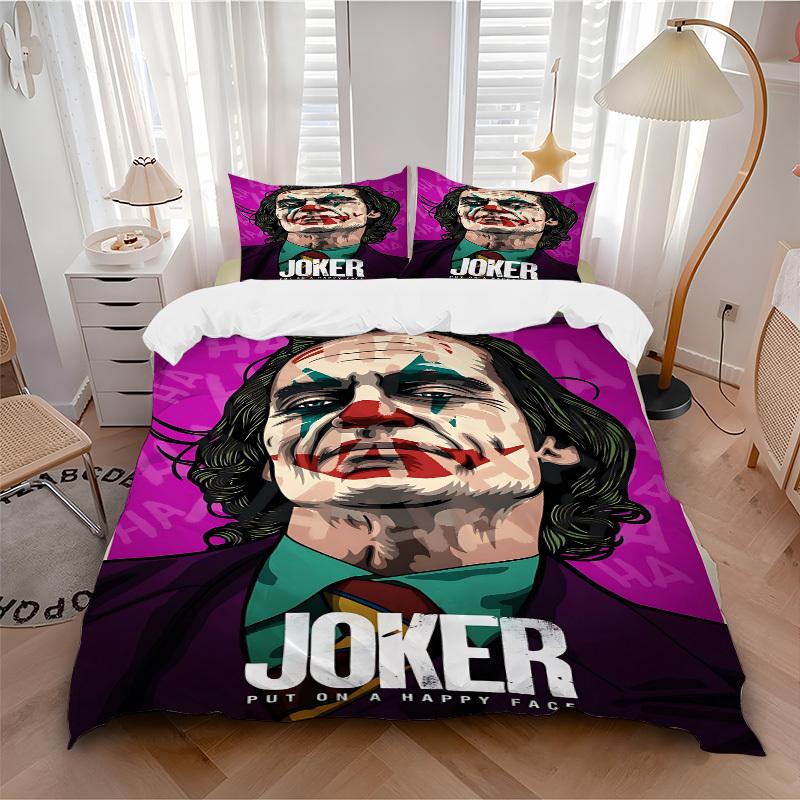 

3pcs Joker Bedding Set, Soft Polyester Duvet Cover and Pillowcases Machine Washable Seasons all suitable, Design for Bedroom338 135x200cm
