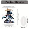 1pcs2D Flat Warrior Acrylic Statue - Traditional Warrior Art Double Sword Decoration, Home Decoration, Office Desk Decoration,
