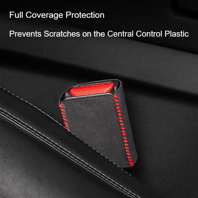 For ZEEKR 001 007 7X 2021-2025 Car Front Rear Row Seat Belt Plug Buckle Cover Suede Sheath Protective Cover Accessories