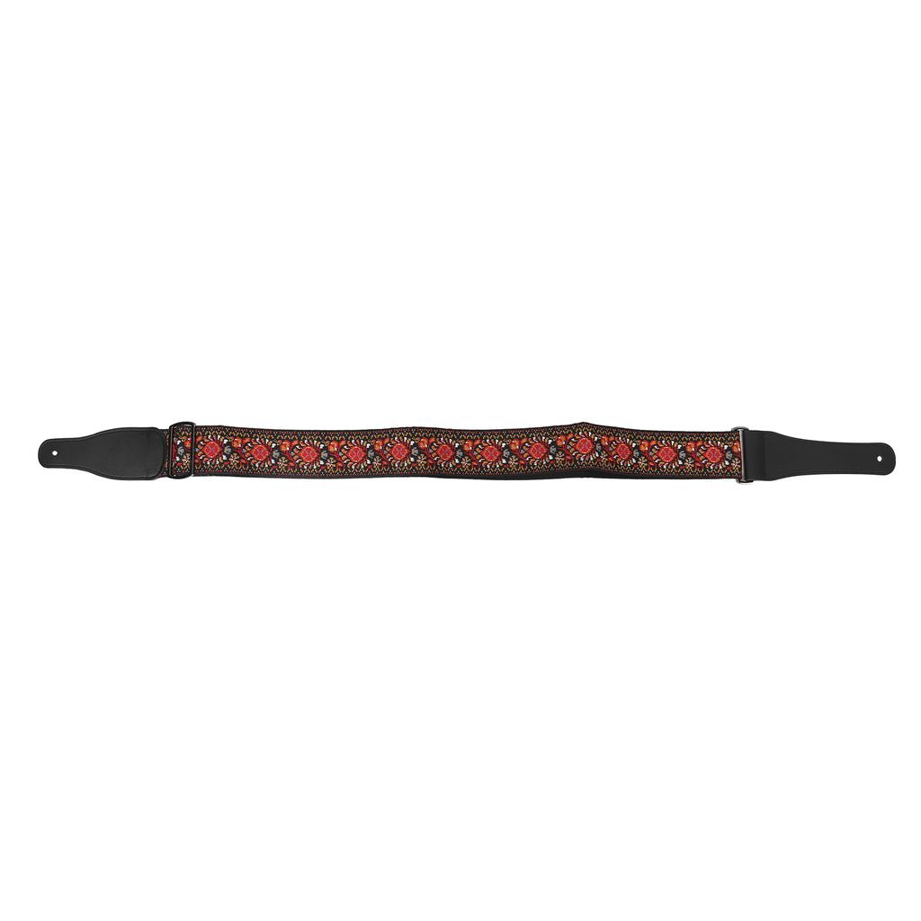 Guitar Strap Shoulder Embroidery Grain Leather   Accessory for Acoustic Electric Folk