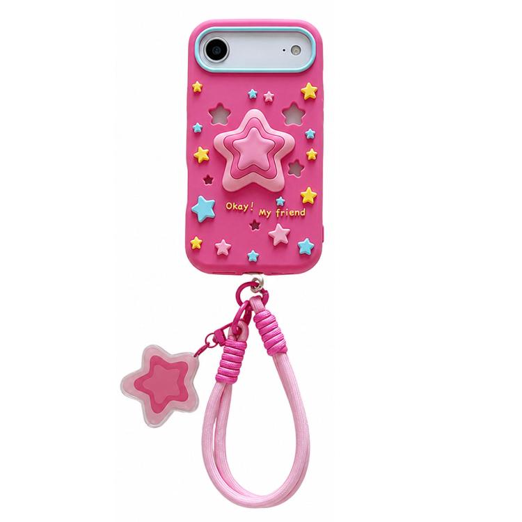 Hollow Pressable Star Silicone Phone Case with Lanyard, Stress Relief Soft Protective Cover