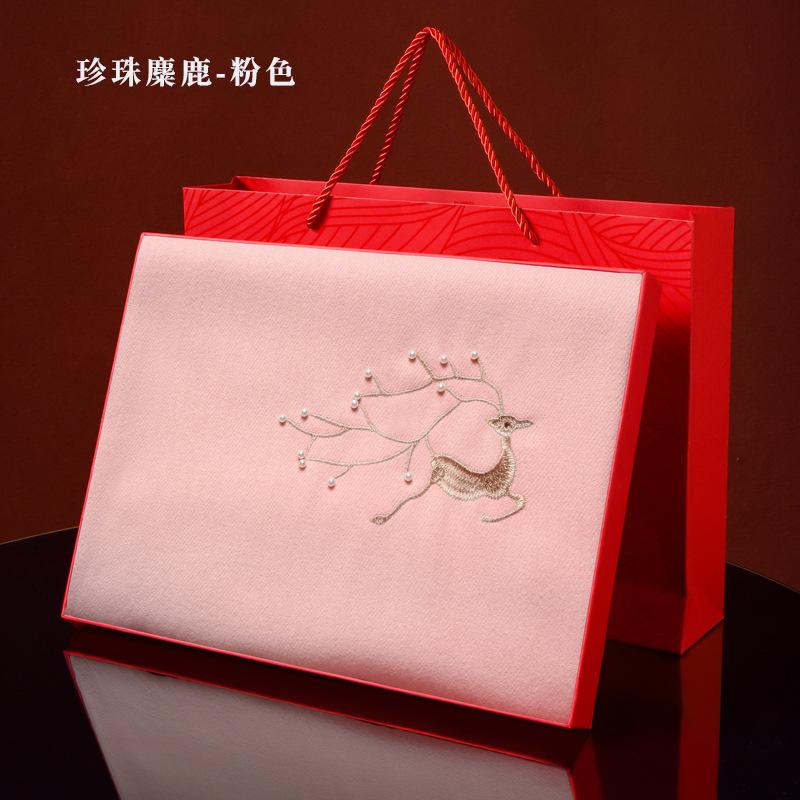 Embroidered deer imitation cashmere scarf women's winter shawl pink shawl new outer birthday gift