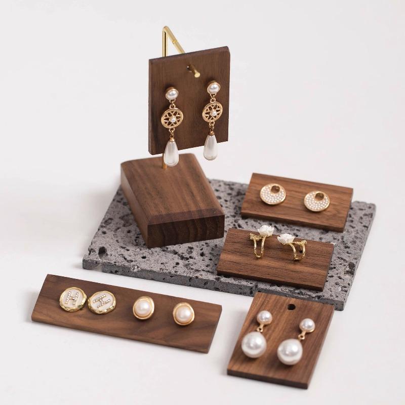 Multiple Jewelry Displays Rack Solid Wood Earrings Showcase Stand Ring Holder Counter Show Holder Live Stream Organizer Tray
