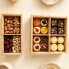 In-Stock Bamboo Wood Tea Brewing & Snack Storage Tray, Four-Compartment Hot Pot Dish Plate