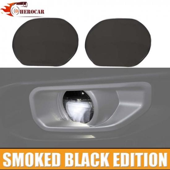 Smoked Black Front Bumper Fog Light Lamp Trim Bezels For Jeep Wrangler JL 2018+