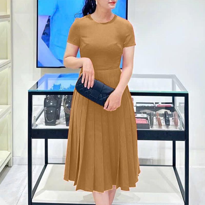 

ZANZEA Женское летнее платье с круглым вырезом, однотонное, повседневное, с коротким рукавом 5XL хаки