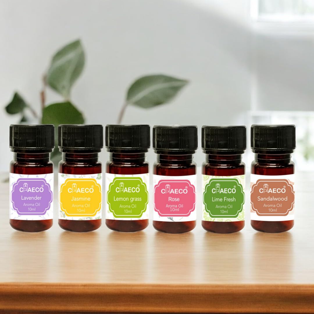 CHAECO Diffuser Aroma Oil, Candle Burner & Electric Diffuser Aroma Oil for Home Fragrance Candle (Lavender, Lemongrass, Rose, Fresh Lime, Sa