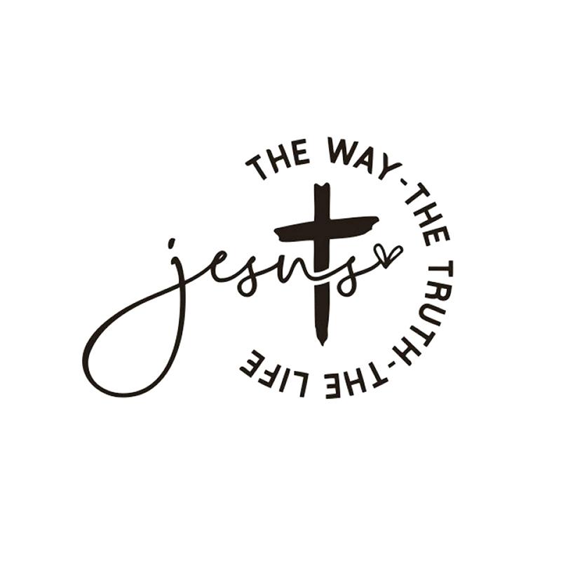 1Pcs Jesus Road Car Sticker Self-Adhesive Christian Car Sticker Jesus Road Cross Design With "Road, Truth