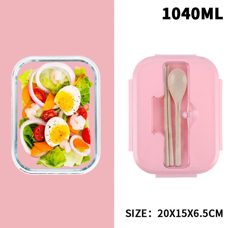 3/2/1-Compartment Heat-Resistant Glass Lunch Box With Cutlery Spill-Proof Office Airtight Lunch Box Bento Box Microwaveable