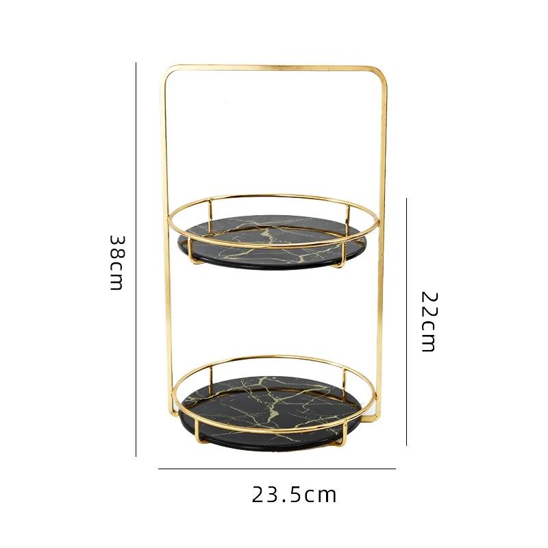 Home Bathroom Desktop Shelf Marbling Ceramics Iron Art Double Storage Rack Cosmetic Organizer Rotatable Storage Decoration Rack